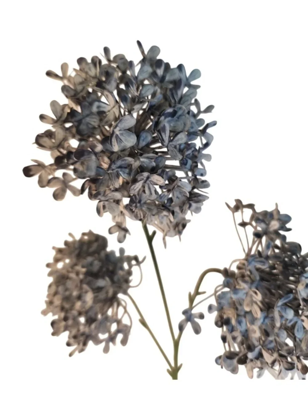 Artificial Blue Allium Flower Stems Set of 2 Dusty French Blue Faux Floral Spray